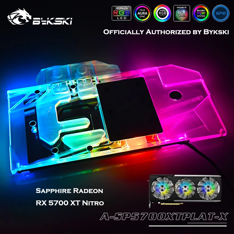 Водоблок Bykski A-SP5700XTPLAT-X GPU для видеокарты Sapphire Radeon RX 5700 XT Nitro