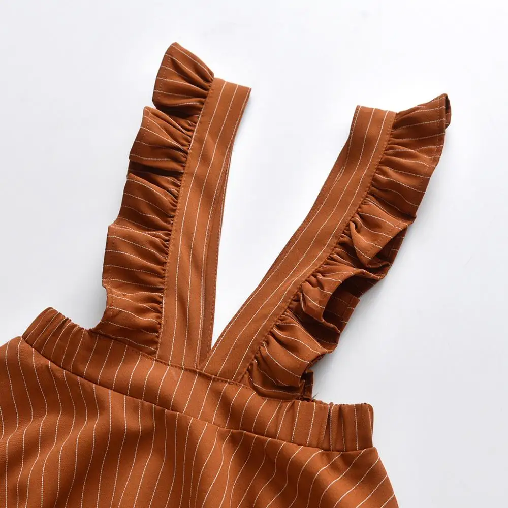 Платья для девочек платье маленьких с оборками в полоску на бретельках принцессы