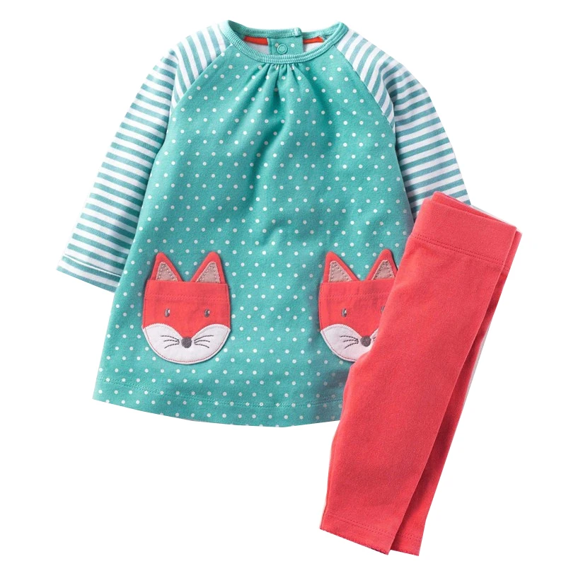 Jumping Meters/осенне зимние хлопковые комплекты одежды для девочек с аппликацией в