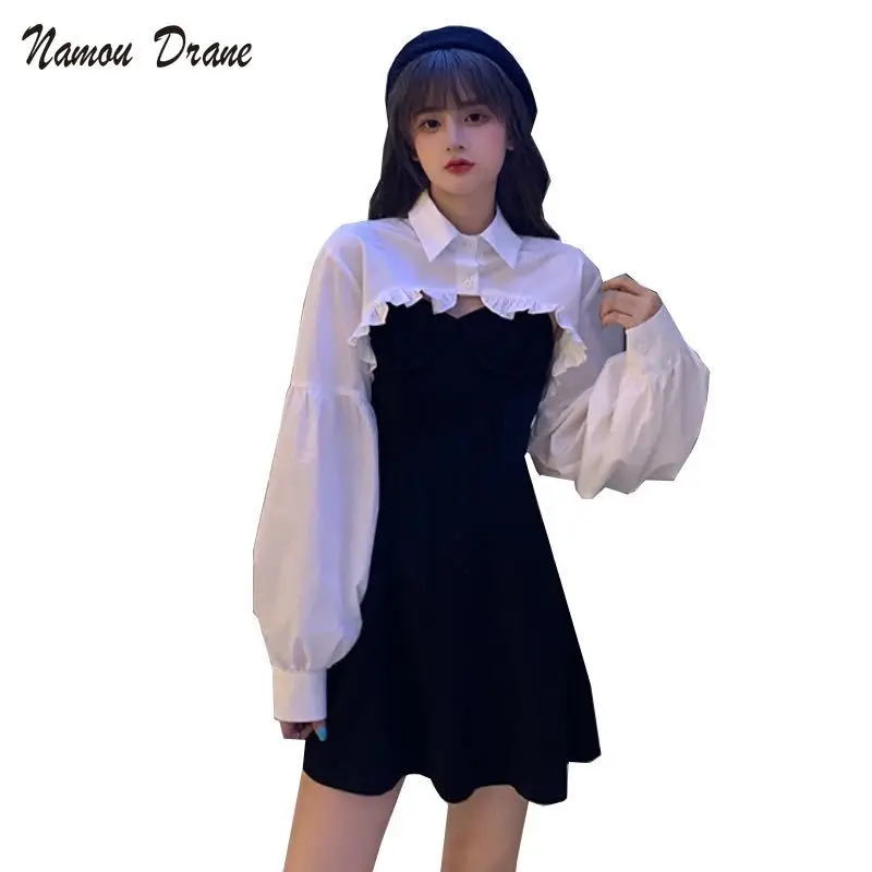 

Elegant Party Dress Women Long Sleeve Sweet Empire High Street Mini Dress Gothic Y2k Dress Korean Summer 2021 Female Outfits
