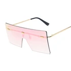 Солнцезащитные очки с квадратными линзами для мужчин и женщин, шикарные брендовые модные цельнокроеные зеркальные солнечные очки большого размера с плоским верхом, с розовыми и черными прозрачными линзами
