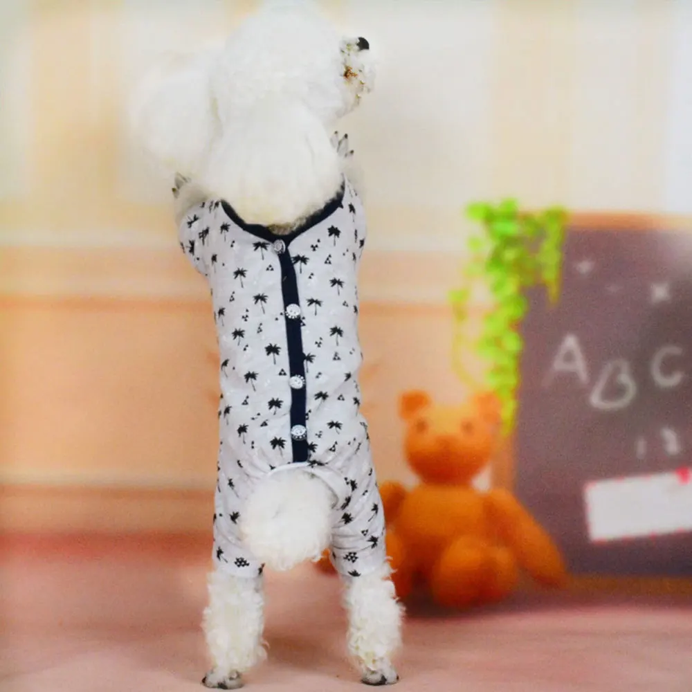 

Pet Small Middle Dog Tight Clothes Printed Jumpsuit Pajamas Coat Bodysuit Homewear For Yorkies Bodysuit Overalls For Dogs Cats