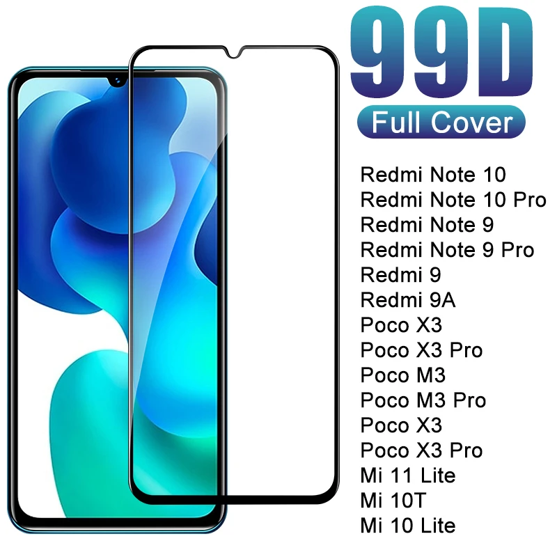 Защитное стекло закаленное для Xiaomi Redmi Note 10/9/8 Pro/10S/9S/8T/9A/Mi 11/10/10T Lite/Poco X3/F3/M3 Pro -