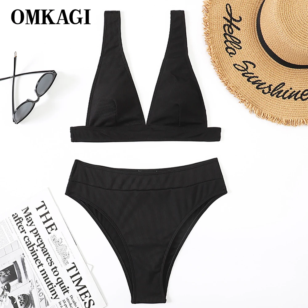 OMKAGI женский купальник 2022 Новый сексуальный однотонный набор Пуш-ап бикини с