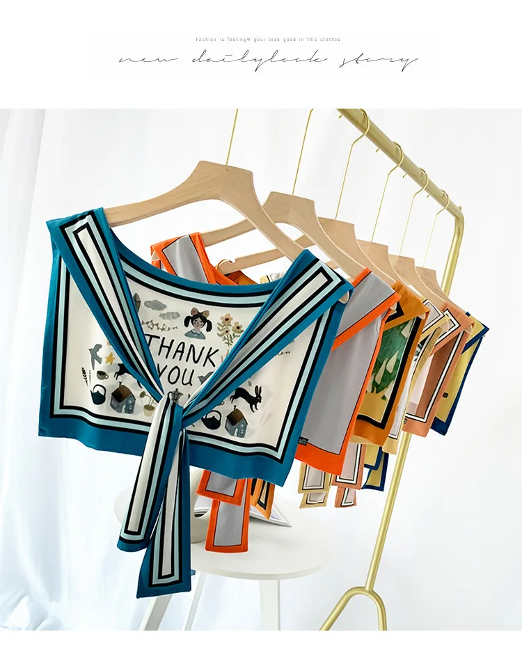 

Summer Sunscreen Take A Small Silk Scarf Outside The Ice Silk Shawl Silk Scarf Female Air-Conditioned Room Thin Fake Colla