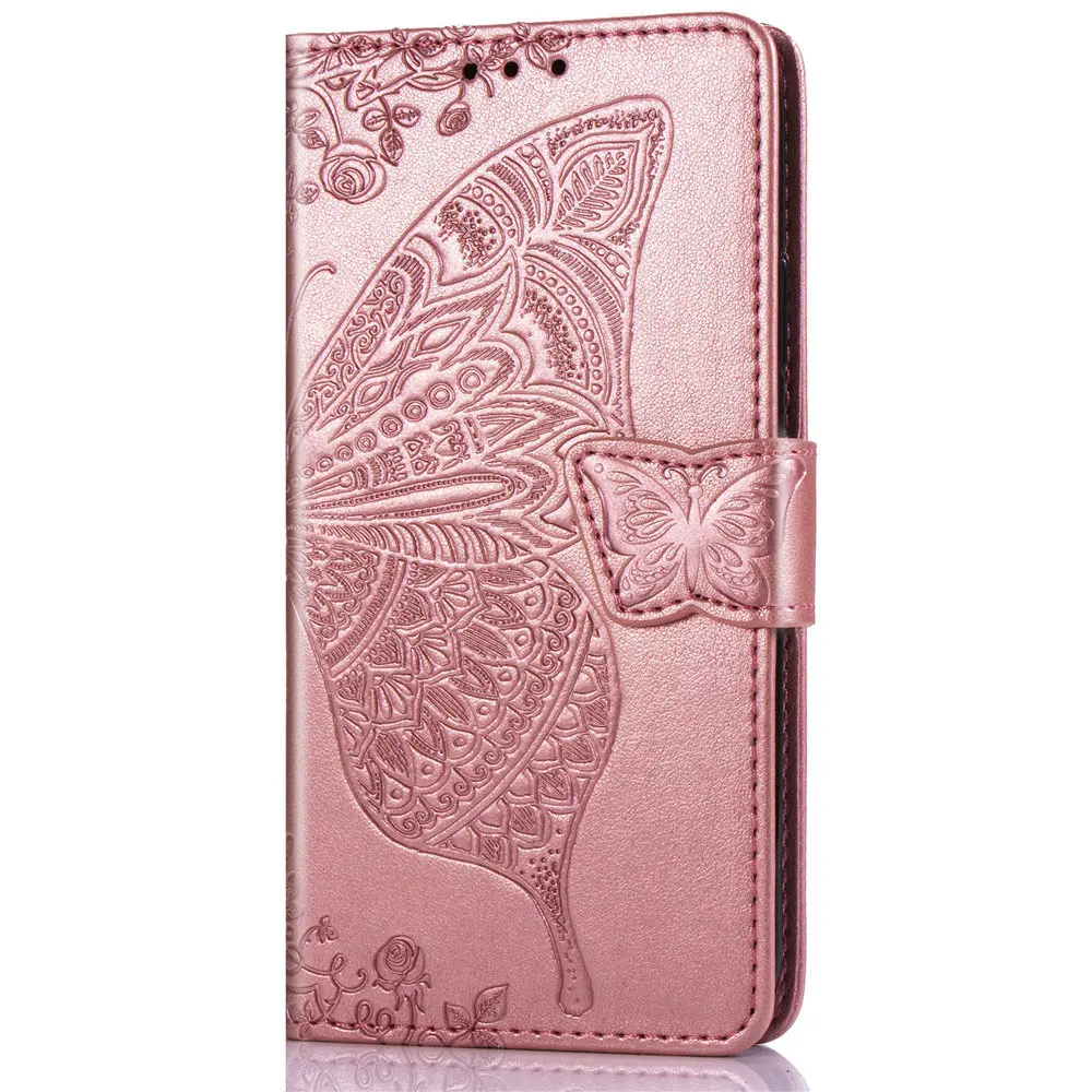 Бабочка Цветок тисненая книга кожаный чехол для телефона для iPhone 11 Pro X XS MAX XR 6 6S 7 8 Plus флип-бумажник чехол с ремешком - Цвет: RGld