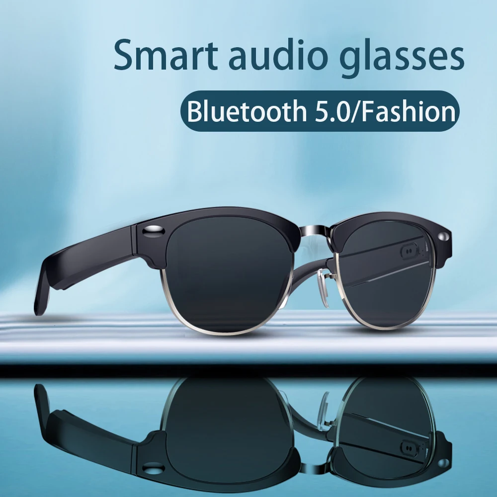구매 패션 스마트 오디오 안경 무선 블루투스 헤드셋 UV400, 블루 라이트베이스 Hifi 오픈 이어 스피커 음악 선글라스