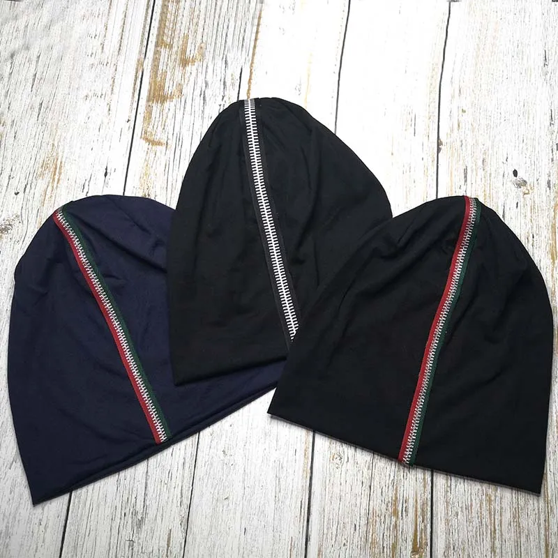 Women Black Slouchy Plain Cotton Beanies Hats For Winter Autumn Ladies Casual Zipper Oversize Female Hip Hop Skullies Caps |
