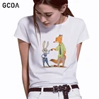 Летняя модная футболка с рисунком лисы Ника кролика Джуди, женские топы, Забавные футболки с круглым вырезом для девочек, Disney Футболка 
