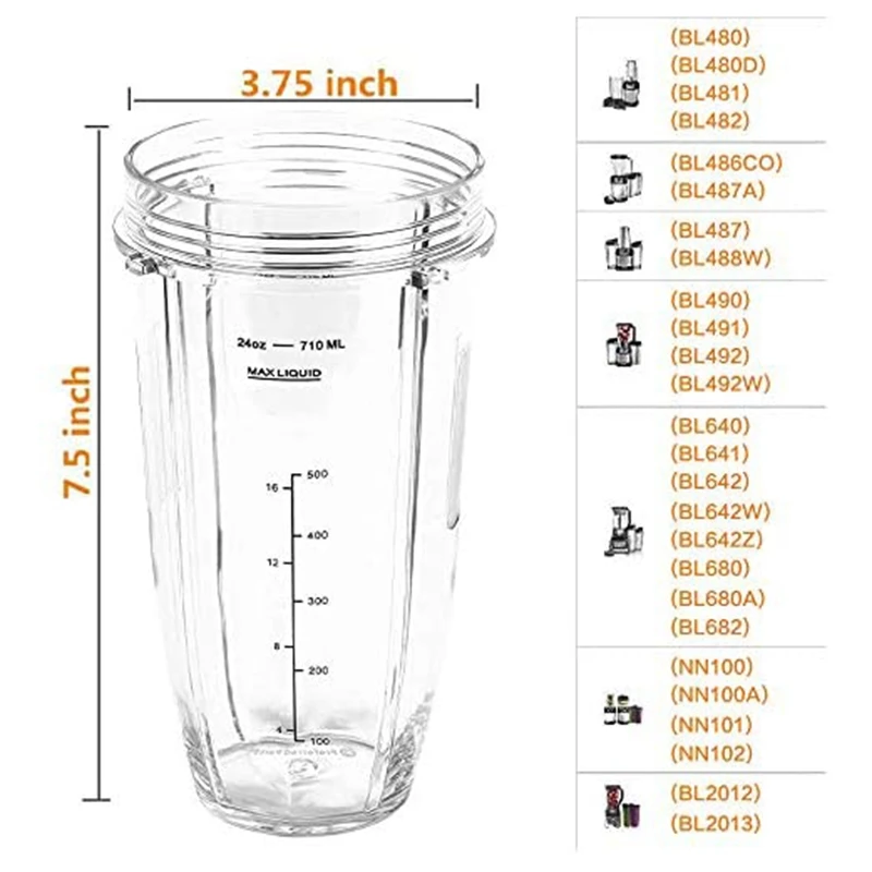 -24 унции Сменные чашки с откидной крышкой для BL450 BL480 BL490 BL640 BL642 BL680 серии Ninja Auto IQ |