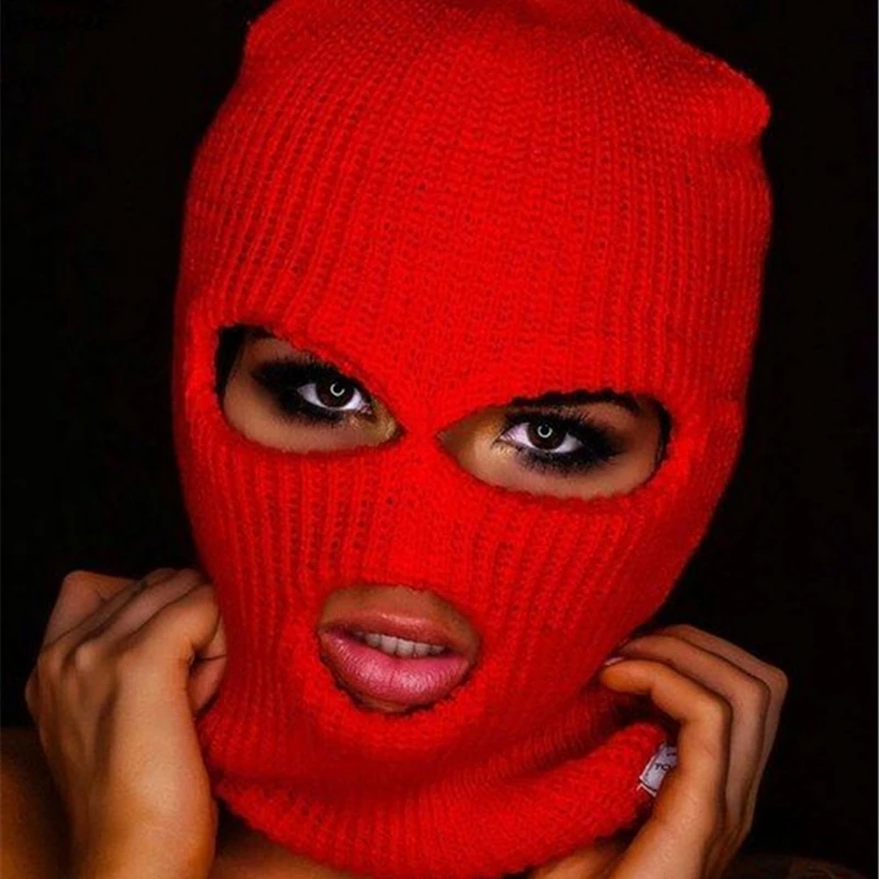 Зимняя вязаная шапка теплая мягкая Лыжная Шапка на все лицо с 2/3 отверстиями