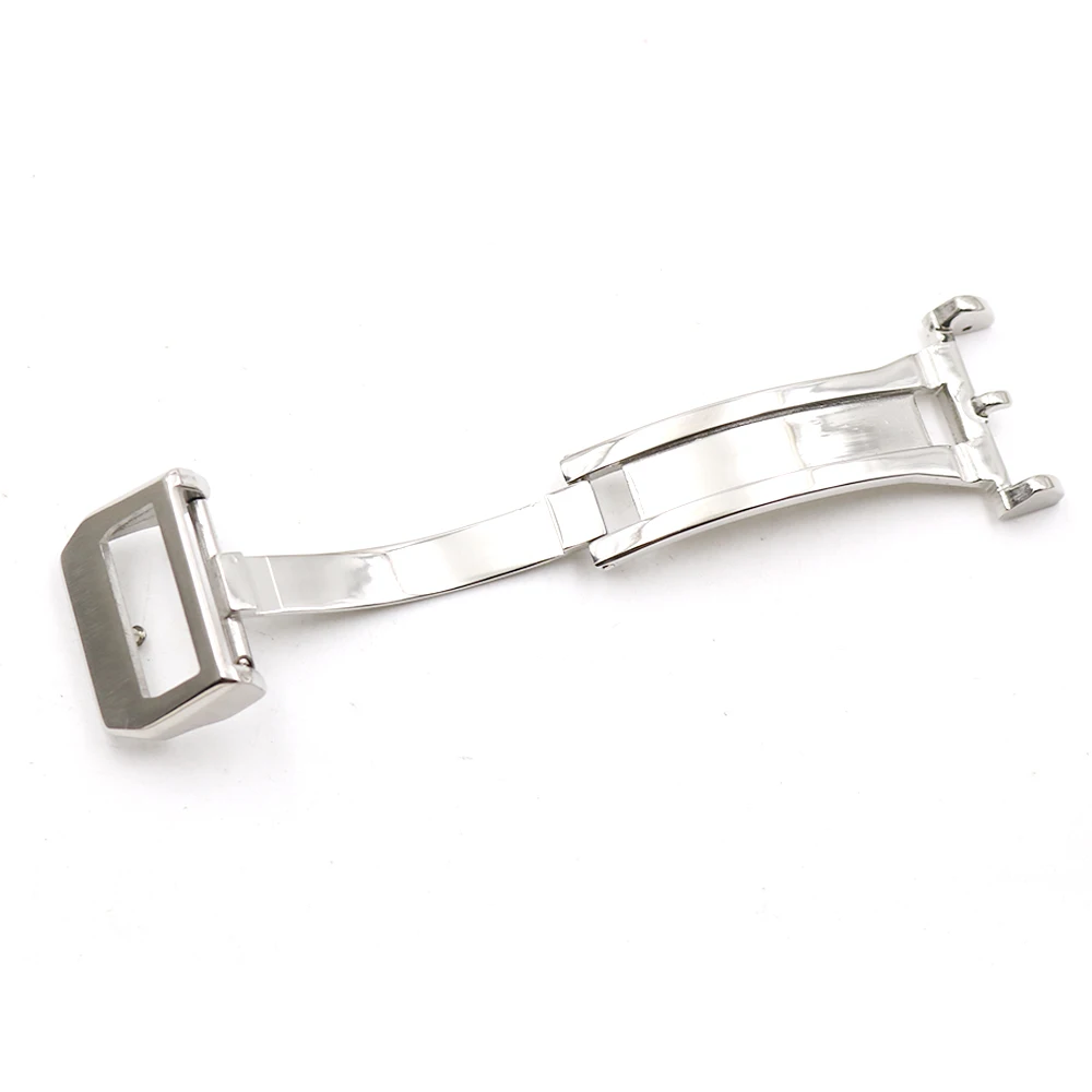 ARLYWET 18mm Watch Band Deployment Clasp Strap Buckle Stainless Steel Silver Watch Accessories For IWC
