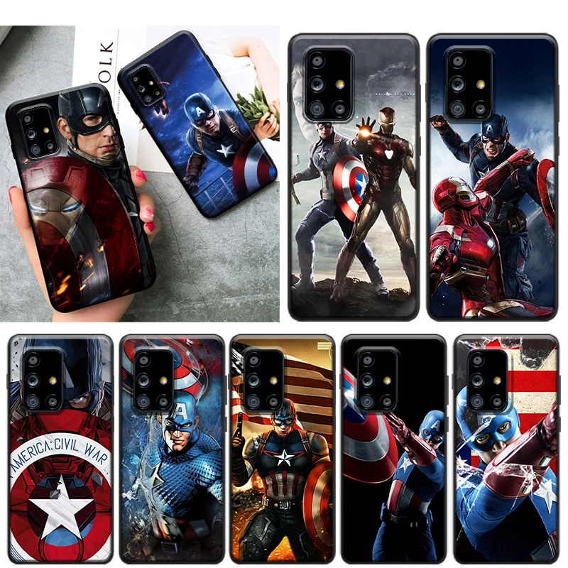 

Captain America Marvel for Samsung Galaxy A52 A51 A72 A71 A32 5G A12 A21S A31 A41 A01 A02 Silicone Soft Black Phone Case