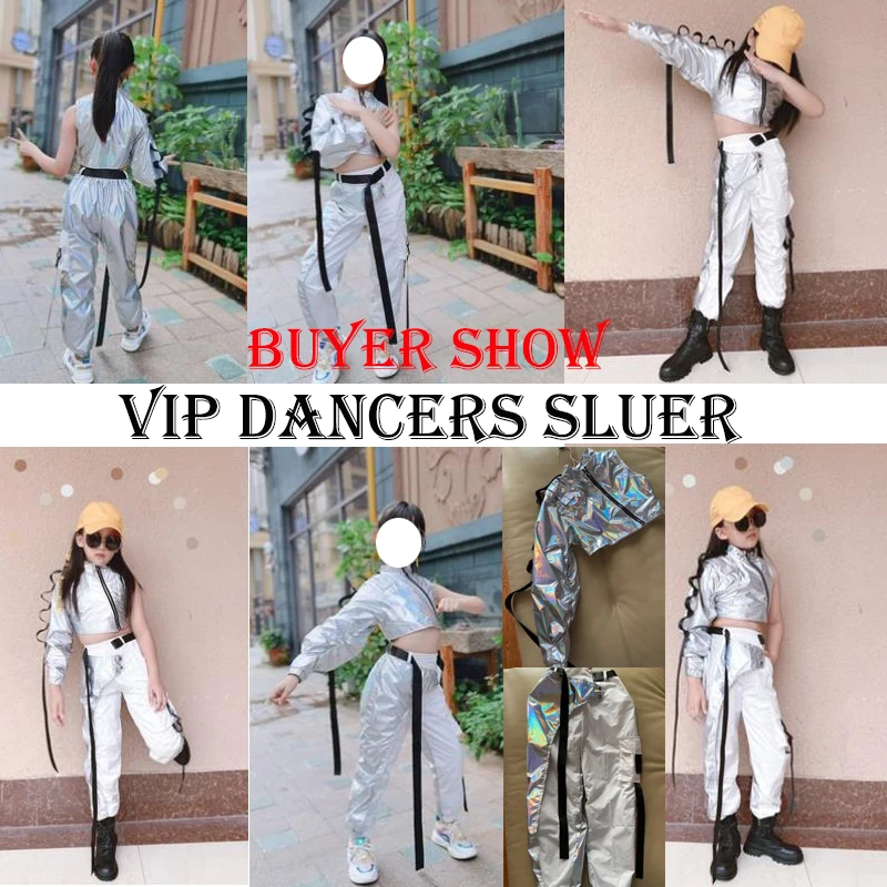 2021 бальные туфли в стиле хип-хоп Одежда для танцев детей Цвет Серебристый топ с