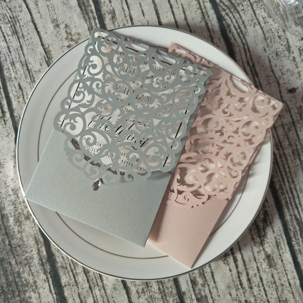 Темно-серые блестящие стразы свадебные приглашения с индивидуальным принтом