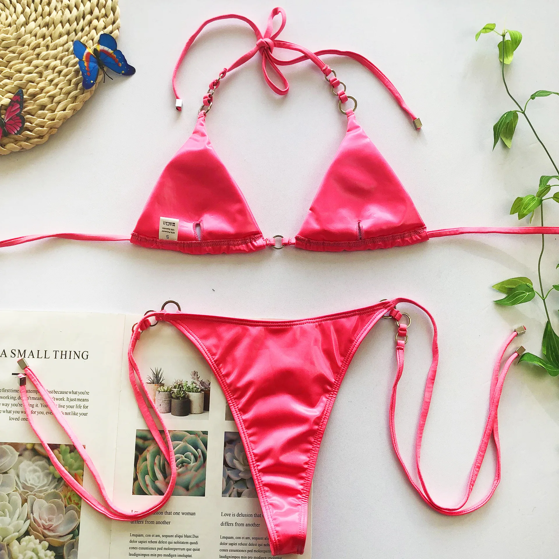 Микро Бикини 2021 сексуальные однотонные оранжевые ярко розовые стринги