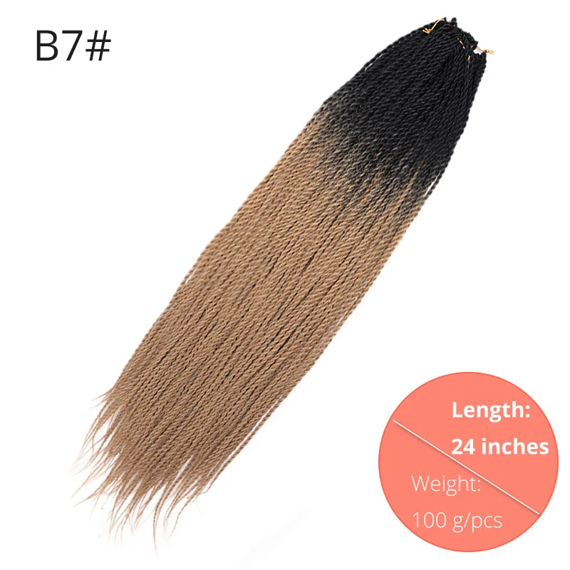 B7 AISI BEAUTY Ombre Senegalese завивка, плетение волос 14 18 24 дюймов Синтетические косички для наращивания крючком наращивание волос Черный Коричневый Женский - Цвет: B7