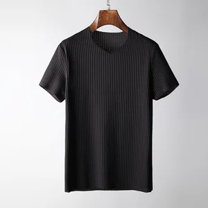 Summer men han edition contracted ultra-thin vertical stripes T-shirt with short sleeves