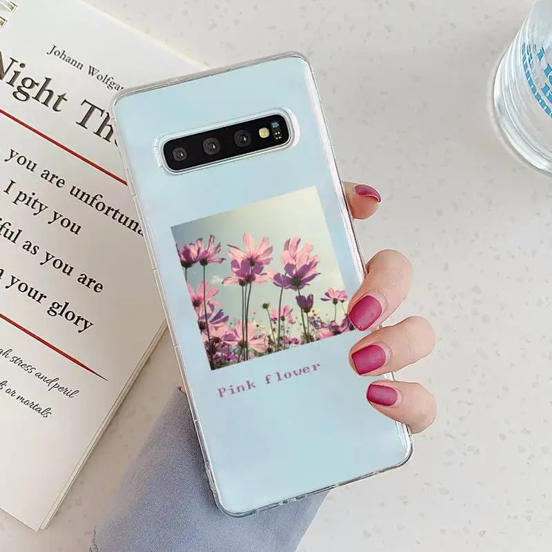 

Flower Summer Pink Phone Case Transparent for Samsung A71 S9 10 20 HUAWEI p30 40 honor 10i 8x xiaomi note 8 Pro 10t 11