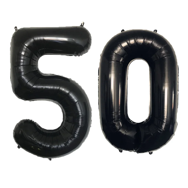 black 50 balloon 32 дюймов 5 цветов воздушный шар баннер 18 21 30 40 50 60 день рождения украшение для взрослых день рождения письмо номер Фольга Воздушный шар Globos мяч - Цвет: black 50 balloon