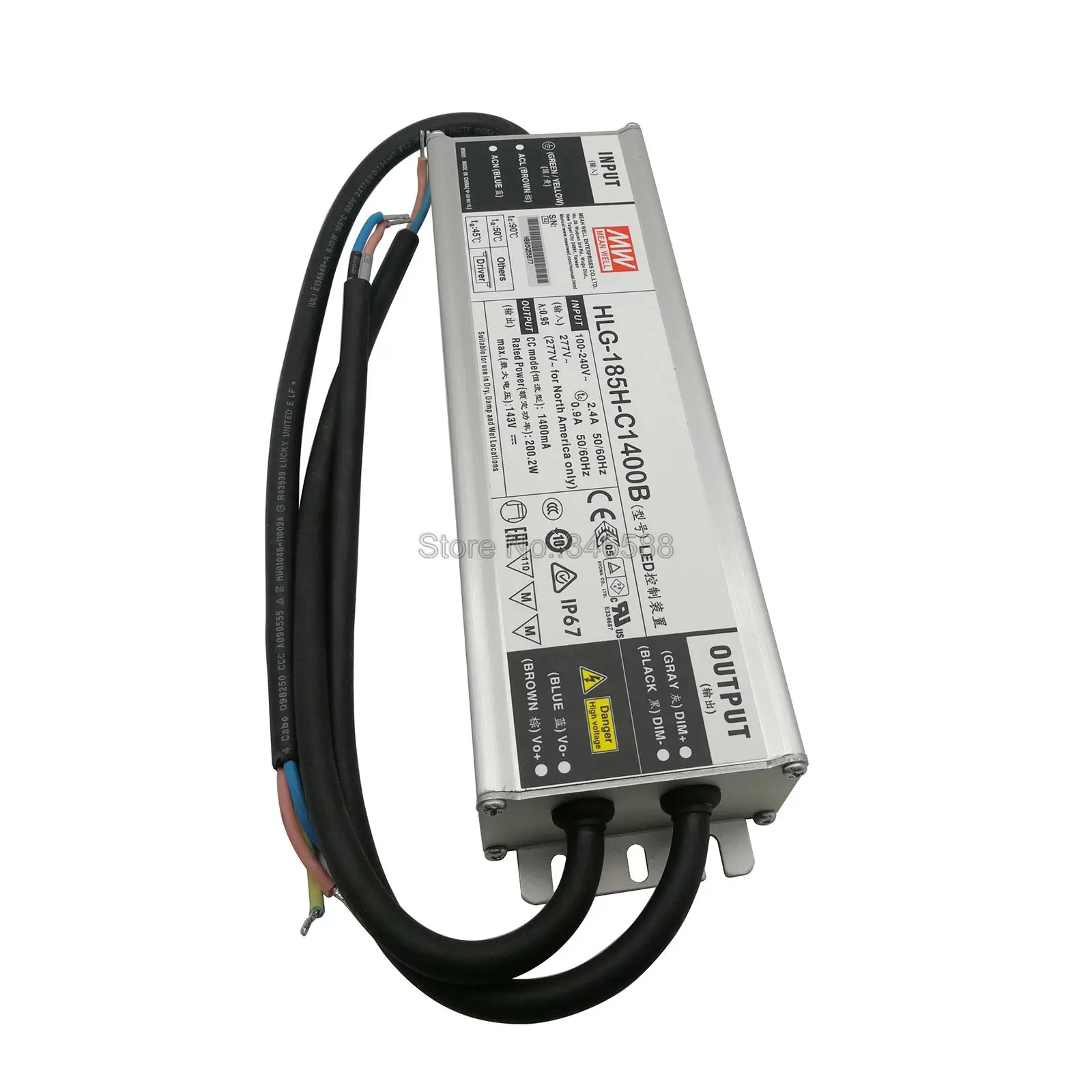 Светодиодный источник питания Meanwell HLG 185H C1400B 200 Вт с одним выходом мА для 4