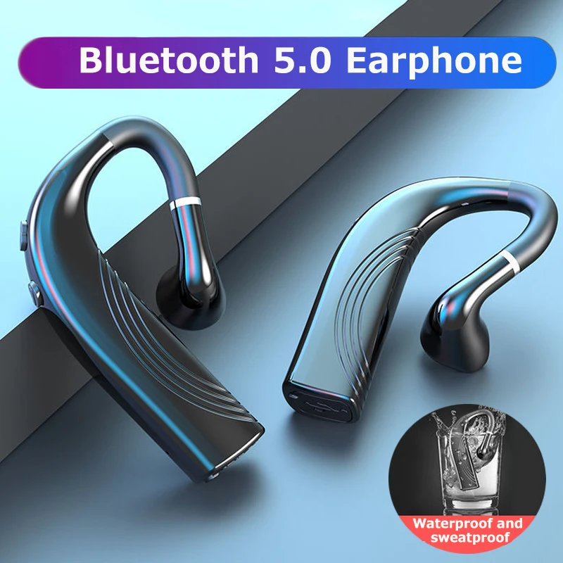 Wireless Bluetooth 5.0 Headset Long Standby with Mic Handsfree Sport bluetooth Earphone Waterproof Headphones Ear Hook For Phone
