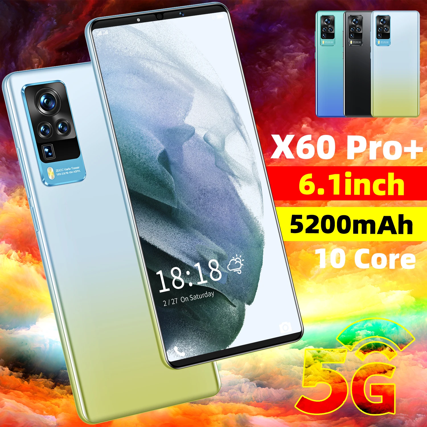 

X60 Pro+ 6.1 Inch 10 Core 8+13MP Face Fingerprint Unlock Cellphones 6GB+128GB Dual SIM+SD 5200mAh Cheap Smart Phone Black Green