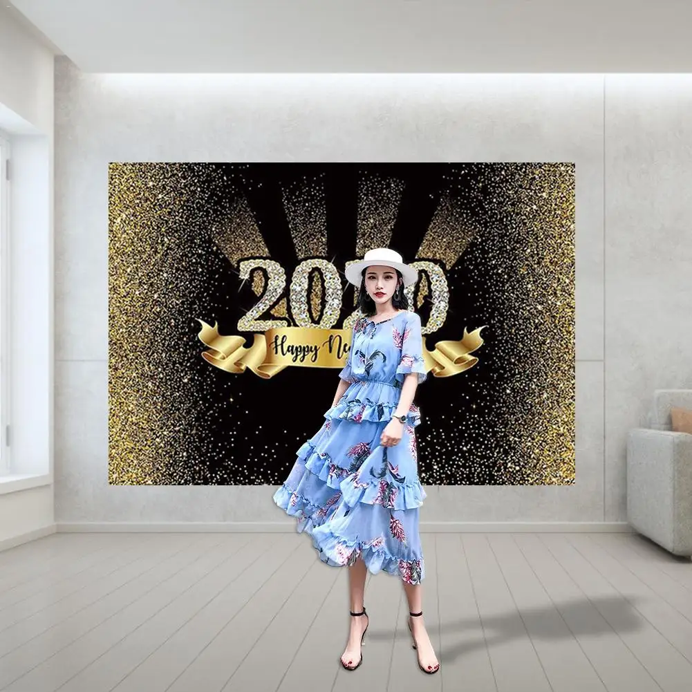 Счастливый Новый год 2020 декоративное фоновое полотно для золотистыми блестками
