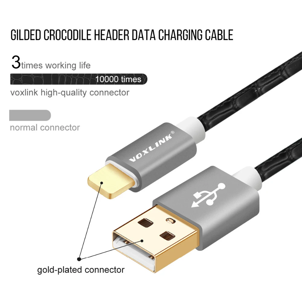 Usb кабель VOXLINK для iPhonex 8 7 Plus USB из искусственной кожи синхронизации данных и