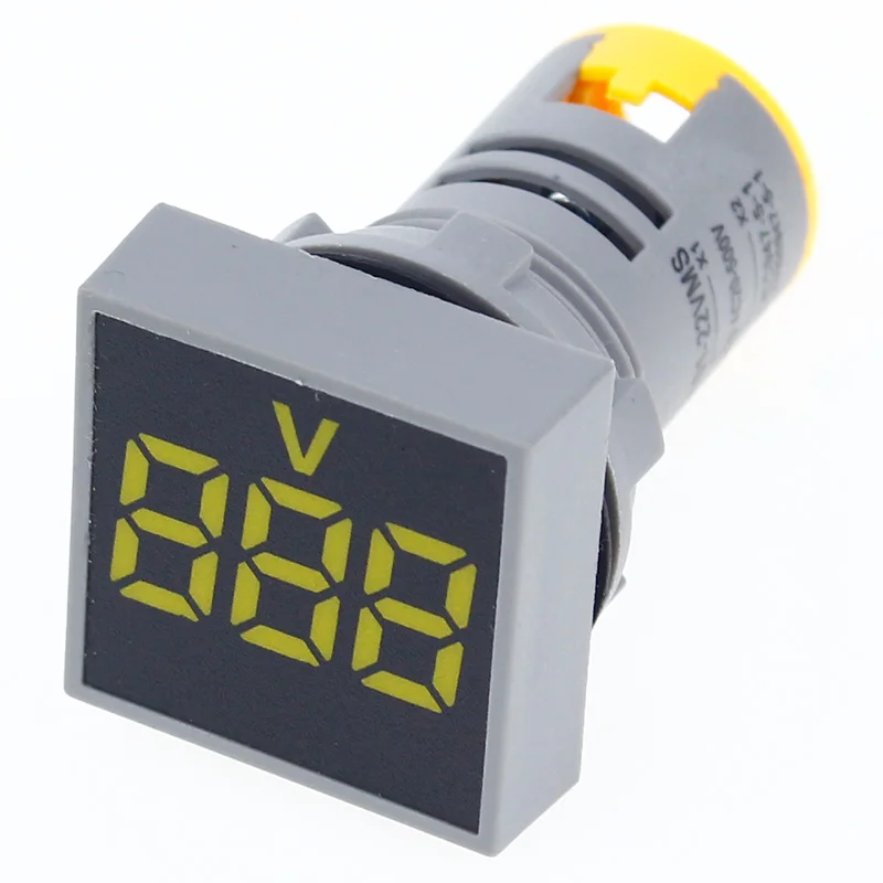 Yellow Voltage Meter 22 мм 0-100A цифровой амперметр измеритель тока/измерители напряжения индикатор светодиодная лампа квадратный сигнальный светильник - Цвет: Yellow Voltage Meter