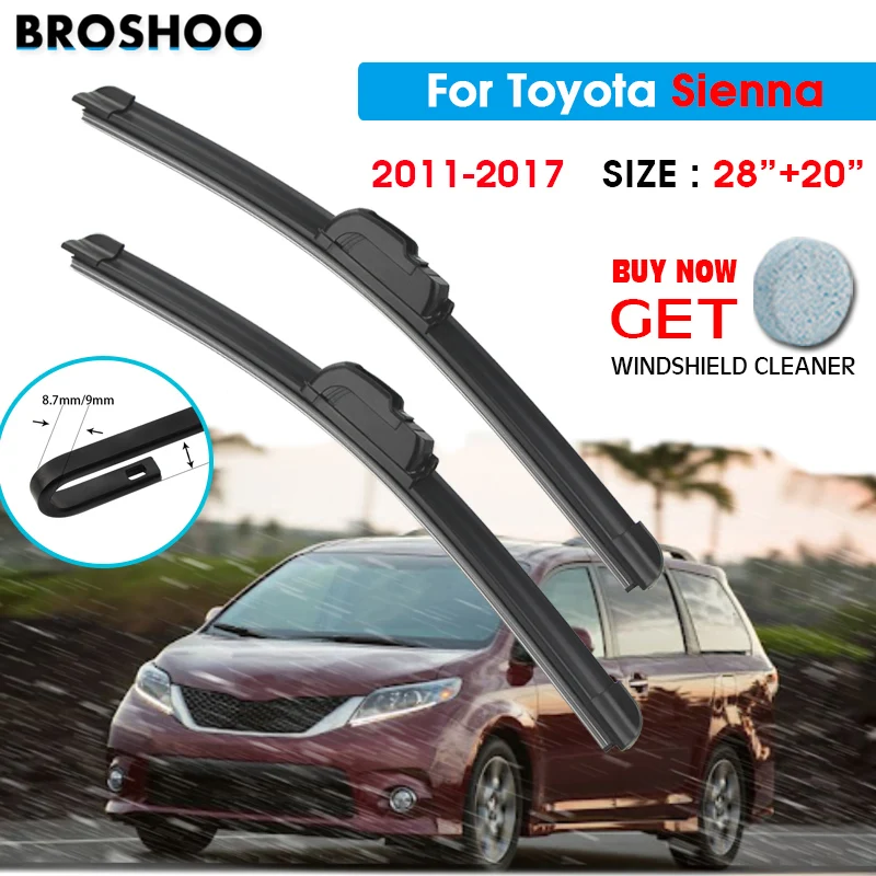 

Щетка стеклоочистителя для Toyota Sienna 28 "+ 20" 2011-2017 Авто Стеклоочистители для лобового стекла лезвия для мытья окон подходит для U Hook Arm