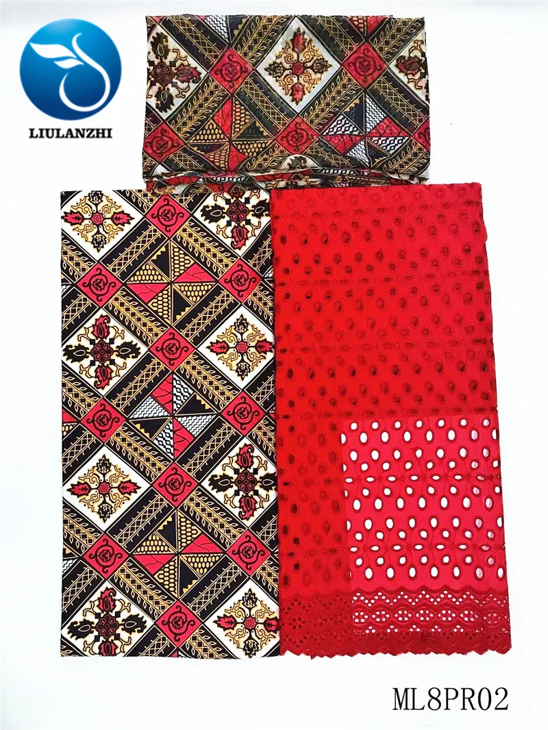 

LIULANZHI african lace fabrics New arrival nigerian prints satin fabric voile cotton lace for dress 5+2yards ML8PR02