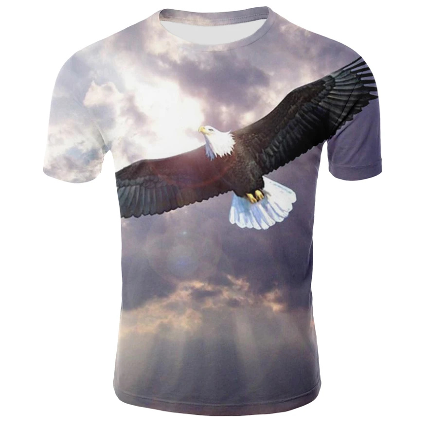 Новая модная футболка с 3D принтом орла мужские рубашки короткими рукавами