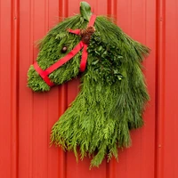 1pcs horse head garland simulation green plants durable green front door hanging christmas garland wall kitchen decorations