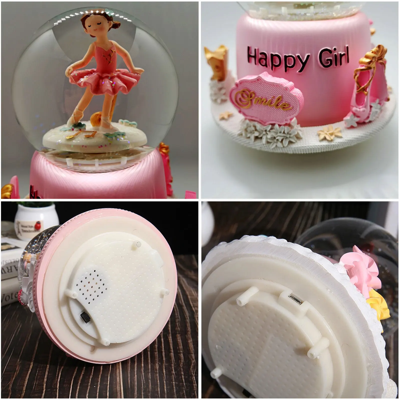 

14 * 17cm Rotate Snow Globe Music Box Pink Ballerina Crystal Ball Music Box Birthday Gift For Family Friends Children