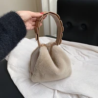retro plush handbags for women fashion designer thin chain shoulder bag lady messenger bag dumpling bags satchels crossbody bag