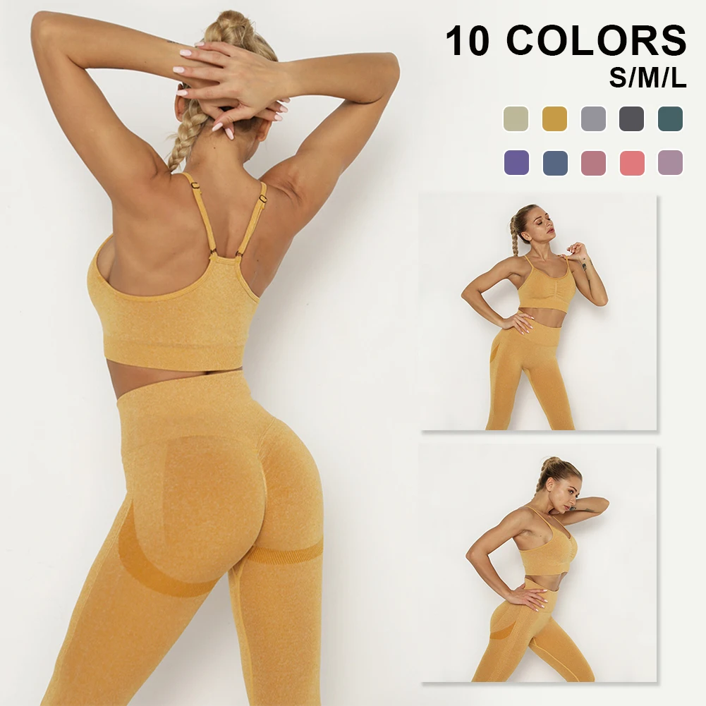 

Yoga Set Women Workout Sportswear Gym Clothing Fitness Sleeveless Crop Top High Waist Leggings Sport Bra Sports Suits Accessorie