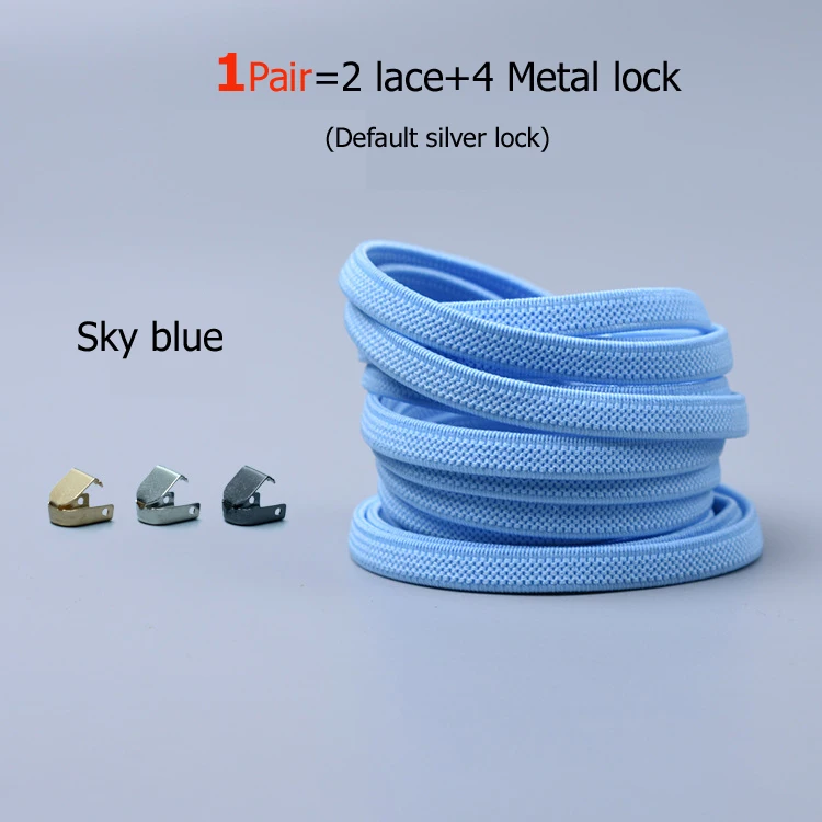 sky blue 21 цвет эластичные фиксирующие шнурки круглые без шнурков шнурки для обуви дети взрослые кроссовки с шнурками быстрая ленивая обувь шнурки 1 пара - Цвет: sky blue