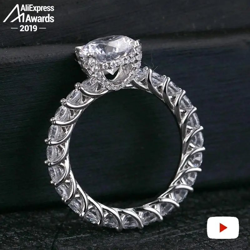 9*9 мм кольцо с бриллиантами круглой огранки не поддельное серебро 925 пробы