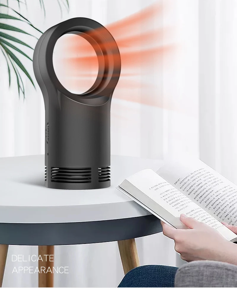 400W Handy Bladeless Heater Desktop/Table Electric Warm Fan Space Heater Air Blower Radiator Use For Winter Office/Home