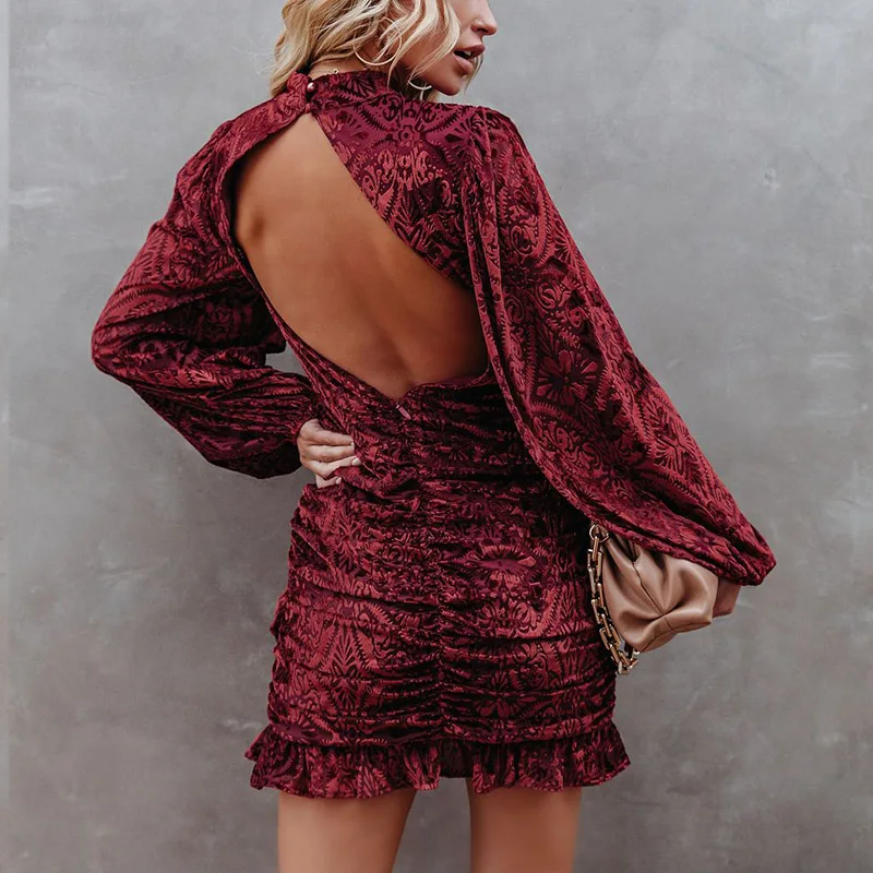 Кружевное асимметричное платье с открытой спиной и цветочным принтом | Женская