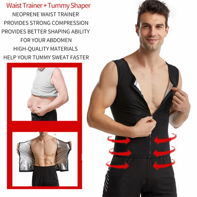 Мужской неопреновый костюм для сауны жилет коррекции фигуры тренировки талии