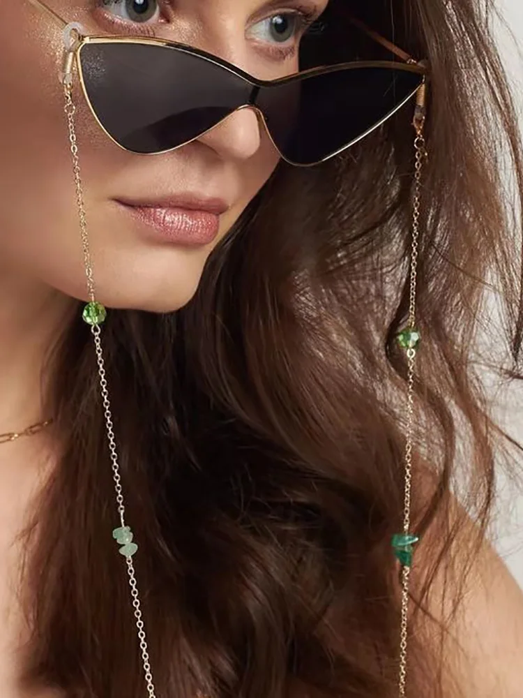 

Модные аксессуары для очков с зелеными кристаллами подвесная цепочка противоскользящие цепочки для солнцезащитных очков для женщин