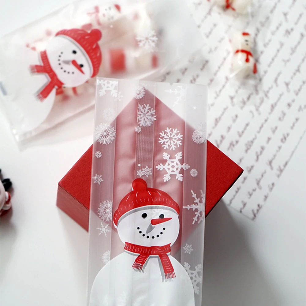 

50pcs/lot Merry Christmas Baking Packaging Bags Cartoon Christmas Santa Claus Snowman Snack Candy Bag Cookies Candy Storage Bag