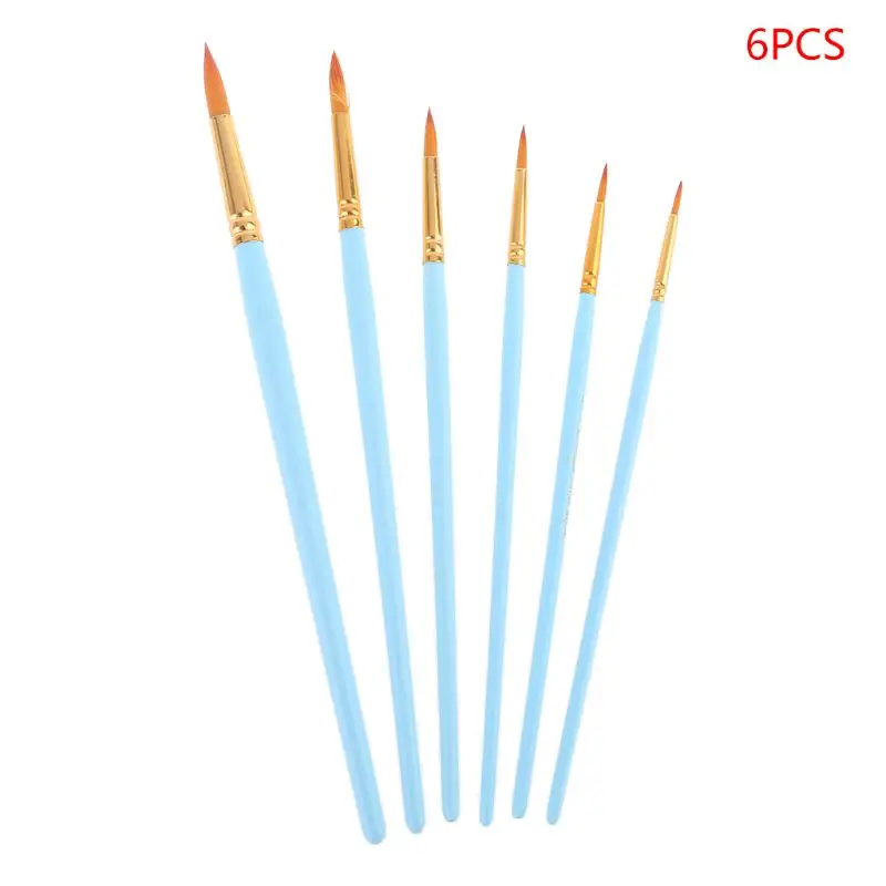 

6pcs Spike Painting Brushes Nylon Hair Watercolor Gouache Paint Brush Fine Tip