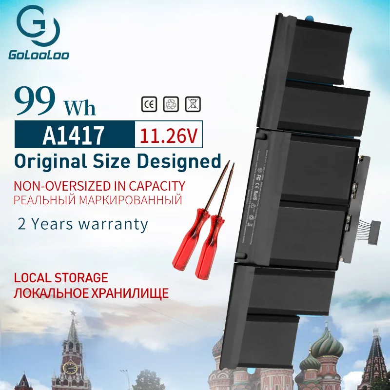 

Аккумулятор A1417 8800 мА · ч, 99 Вт · ч, Новый аккумулятор для ноутбука Apple Macbook Pro 15 дюймов, A1398 Середина 2012 г., начало 2013 г., Retina MC975LL/A MC976LL/A MD831LL/A