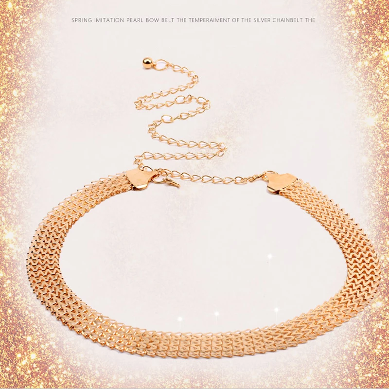 

2020 gold chain belt women waist wide metal dress belts plus size cinturon mujer sexy riem ketting accessoriy wave luxury cintos