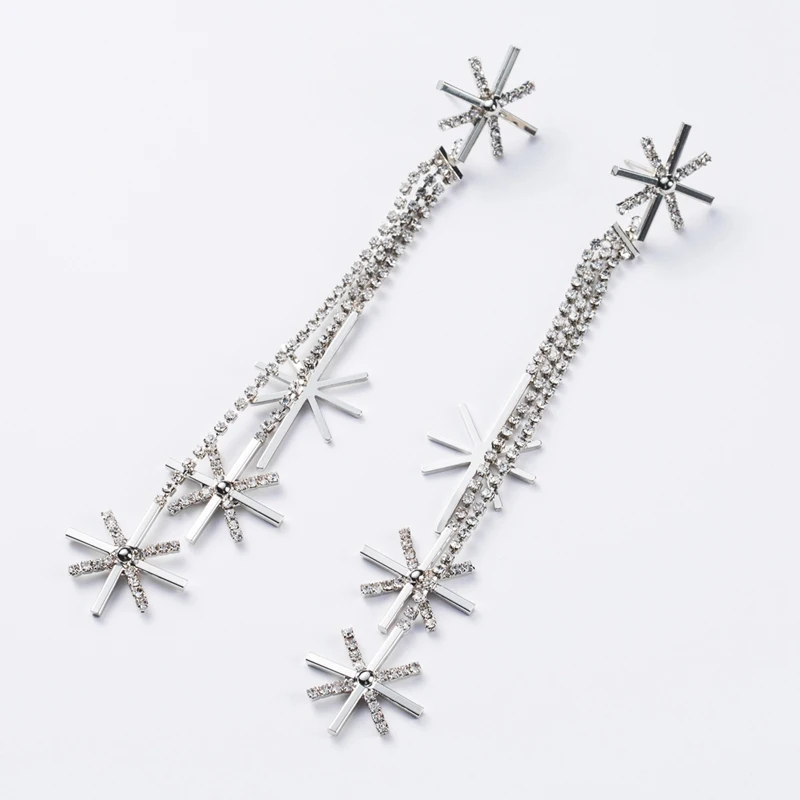 Fashion Crystal Drop Long Tassel Earring Dangle Brinco Ear Stud Oorbellen Trendy Statement Earrings Jewelry SPE482 | Украшения и