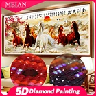 Набор для алмазной живописи Meian 5D сделай сам, мозаика в виде животного, лошади, вышивка, квадратные и круглые украшения для дома, 2022
