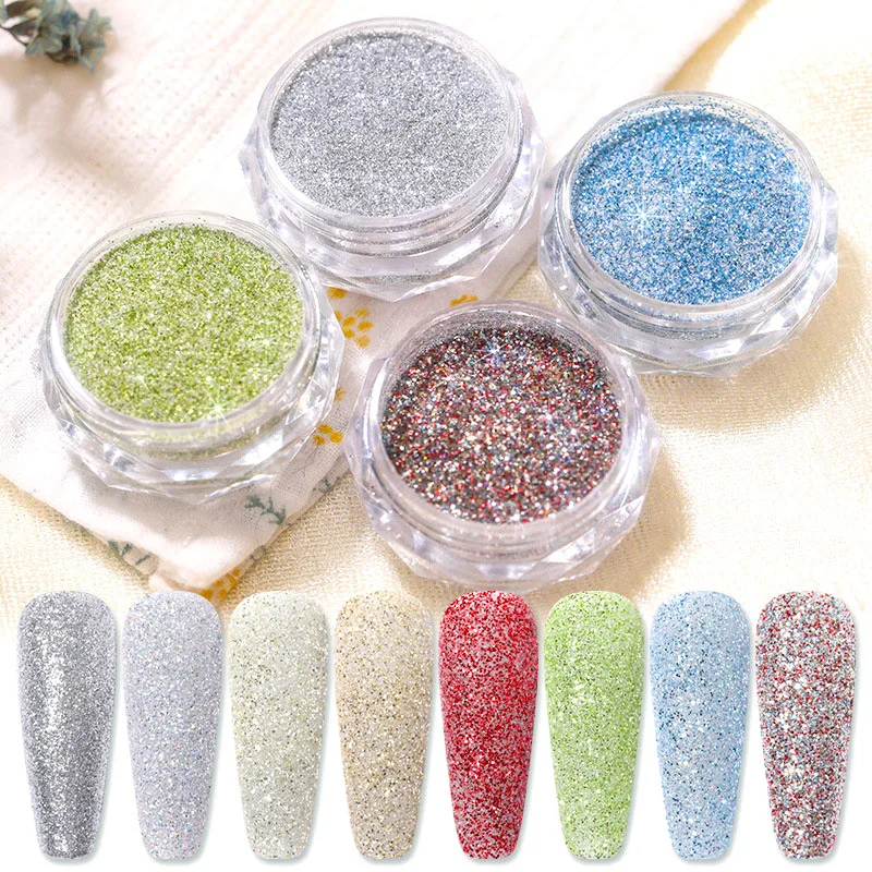 

New Crystal Broken Diamond Mesh Red Explosion Mixed Chrome Nail Art Glitter Powder Pigment Laser Glass Micro Drill Bright Silver